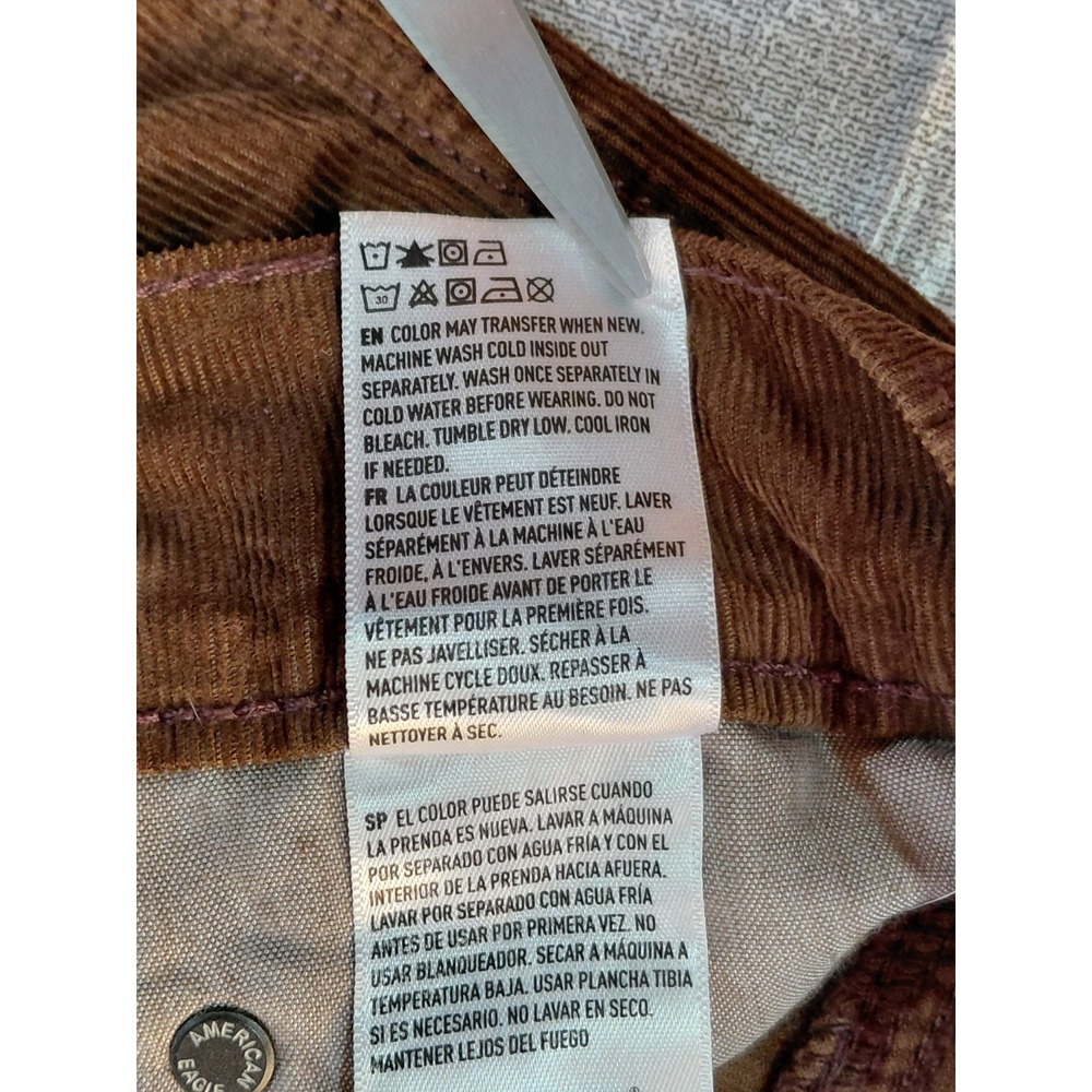 American Eagle Corduroy Low Rise Skater Jean Women's 14 Reg Brown Baggy Wide Leg - Picture 8 of 15